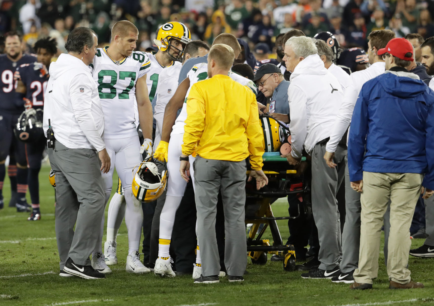 Davante Adams wheeled off field, State Journal photo